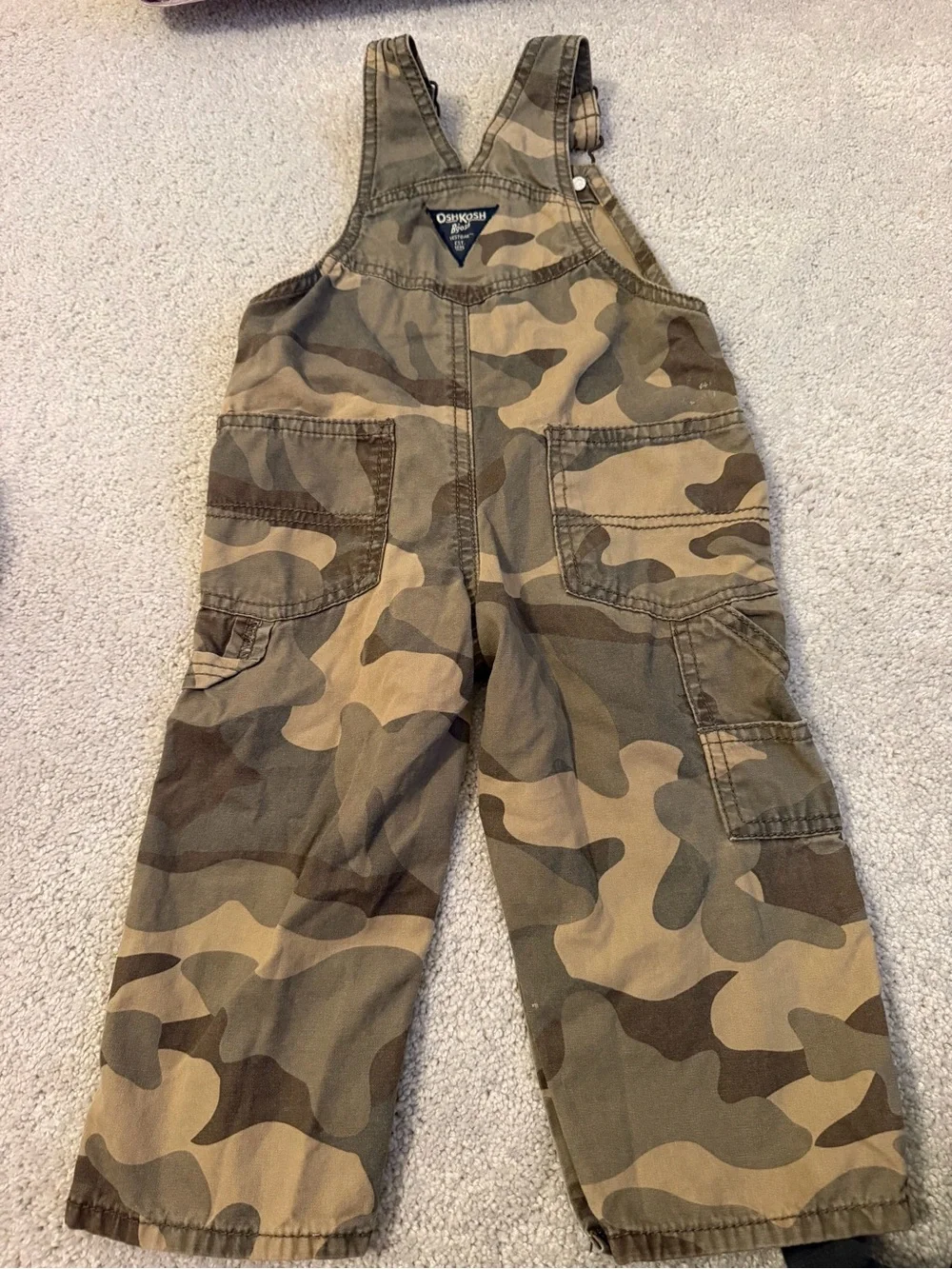 OshKosh B'gosh Kids Camouflage Overalls in Green and Brown